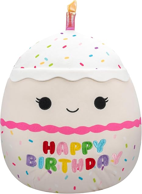 Squishmallows Original 14-Inch Lyla Vanilla Birthday Cake Plush