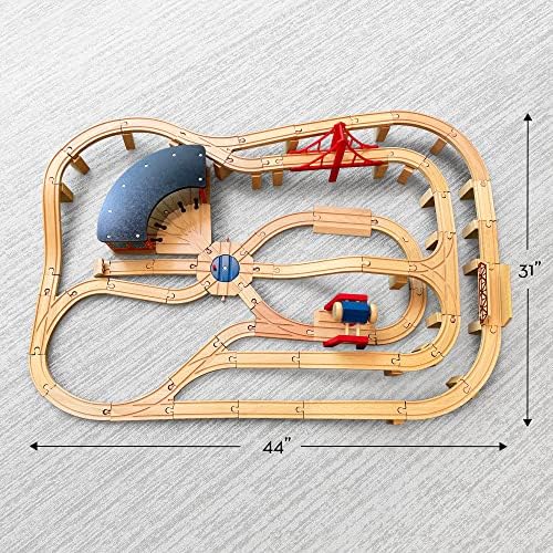 Melissa & Doug Melissa Doug Wooden Railway Set 130 Pieces - Wooden Train Set for Toddlers