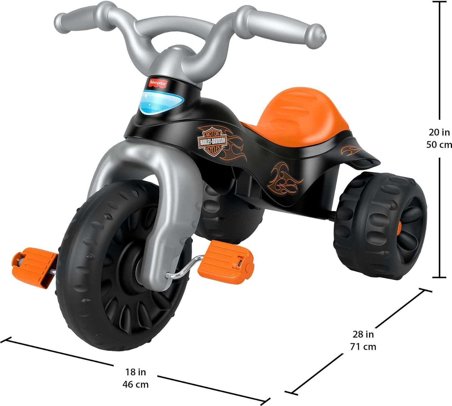 Fisher-Price Toddler Tricycle Harley-Davidson Tough Trike Toy Bike with Handlebar Grips