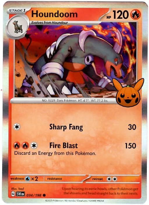 Pokemon - Houndoom 034198 - Trick or Trade 2023 - Holo Foil - Halloween Stamp