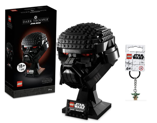 LEGO Star Wars Helmet Bust Collection + Exclusive Grogu Keychain Bundle (Dark Trooper Helmet + Baby Yoda)