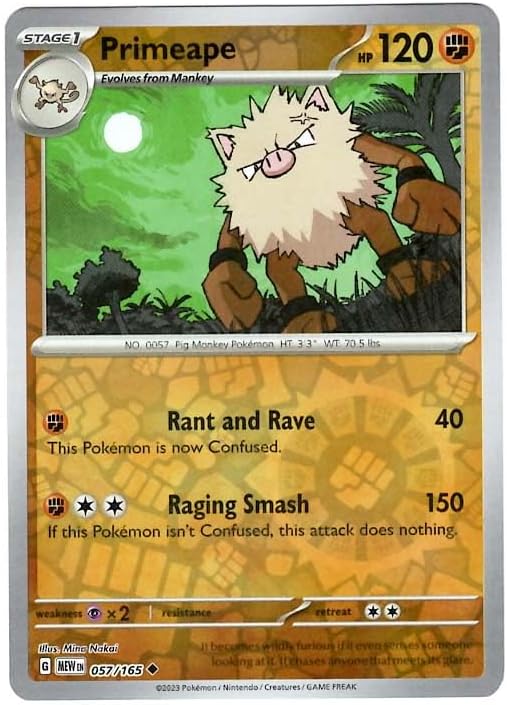 Pokemon - Primeape 057165 - Pokemon 151 - Reverse Foil - Single Card