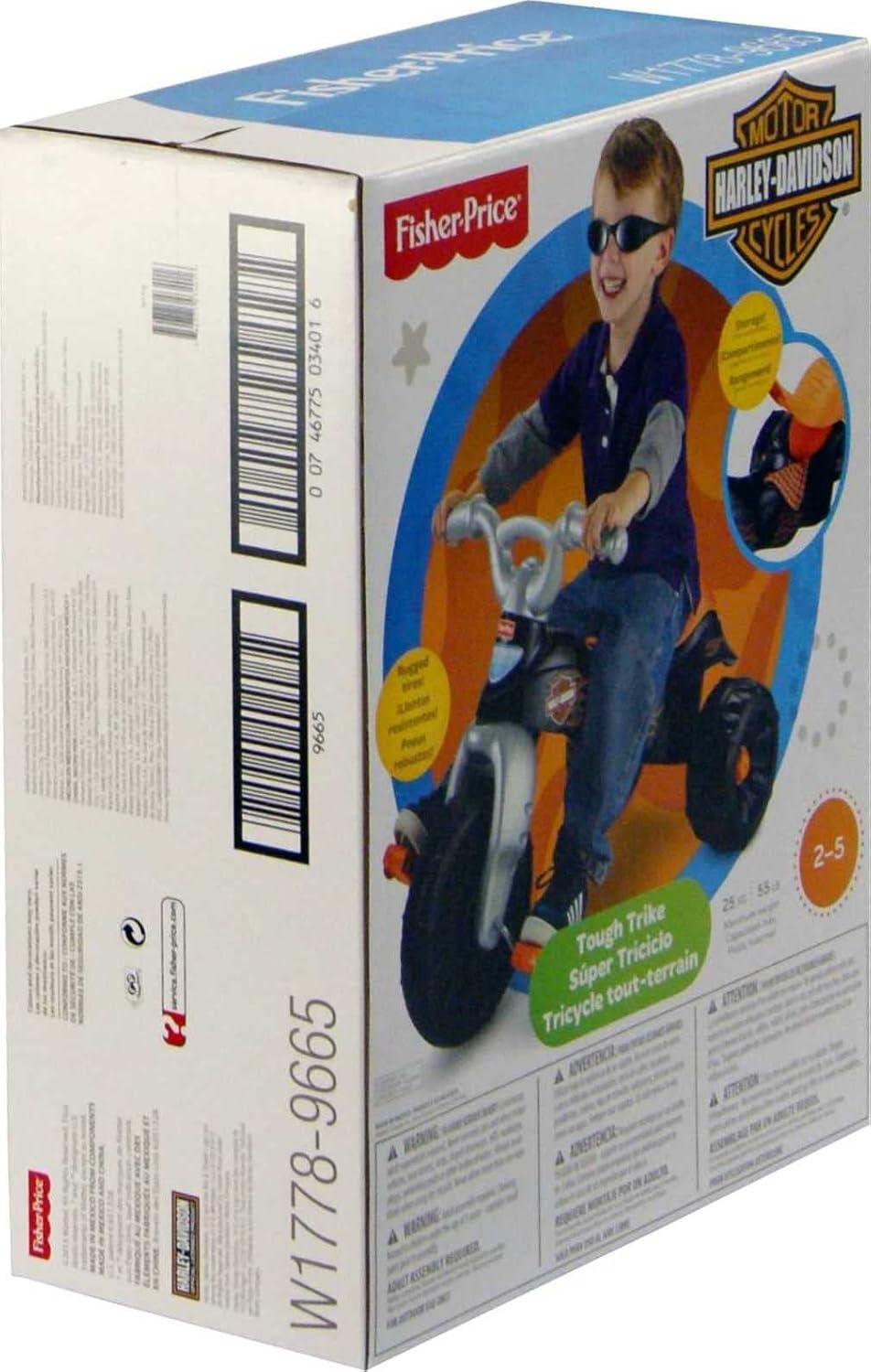 Fisher-Price Toddler Tricycle Harley-Davidson Tough Trike Toy Bike with Handlebar Grips
