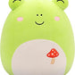 Squishmallows Original 14-Inch Wendy Green Frog with Mushroom Embroidery - Official Jazwares Plush