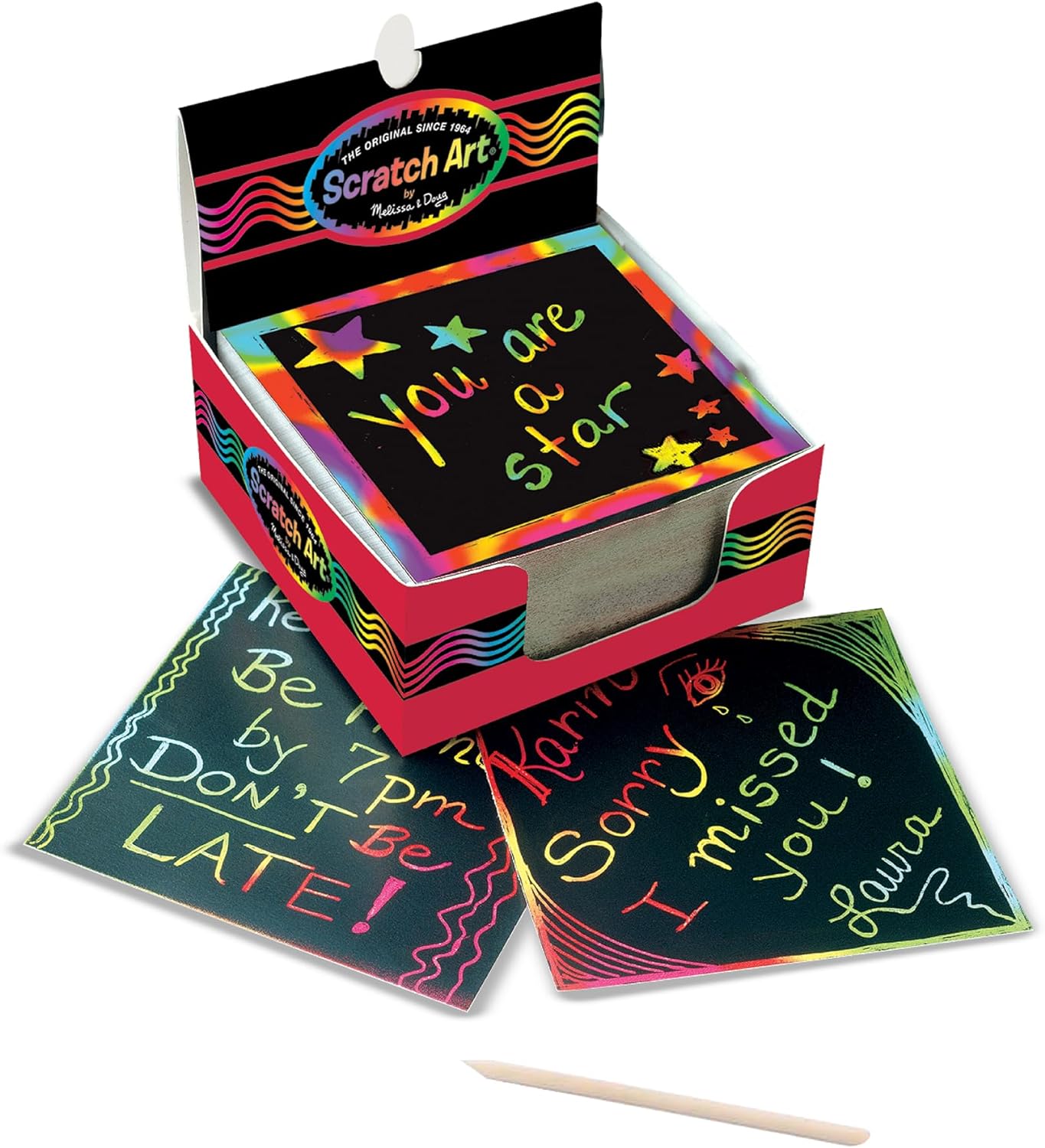 Melissa & Doug Melissa Doug Scratch Art Rainbow Mini Notes 125 With Wooden Stylus - FSC