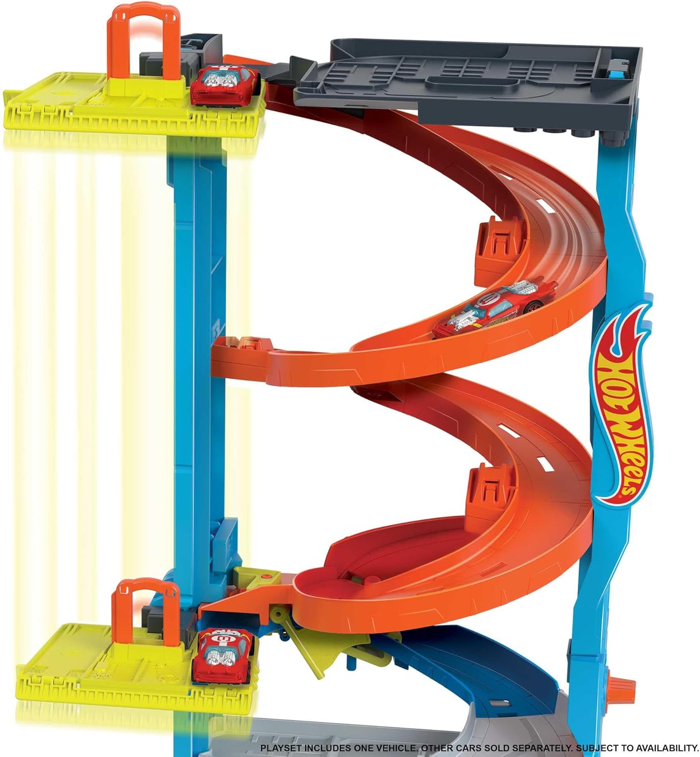Hot Wheels City Toy Car Track Set Transforming Race Tower Single to Dual-Mode Racing with 164 Scale Vehicle