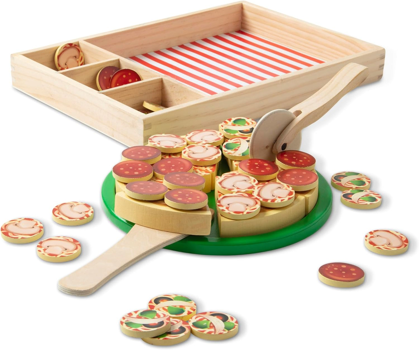 Melissa & Doug Melissa Doug Pizza Party Wooden Pretend Play Food Set With 36 Toppings