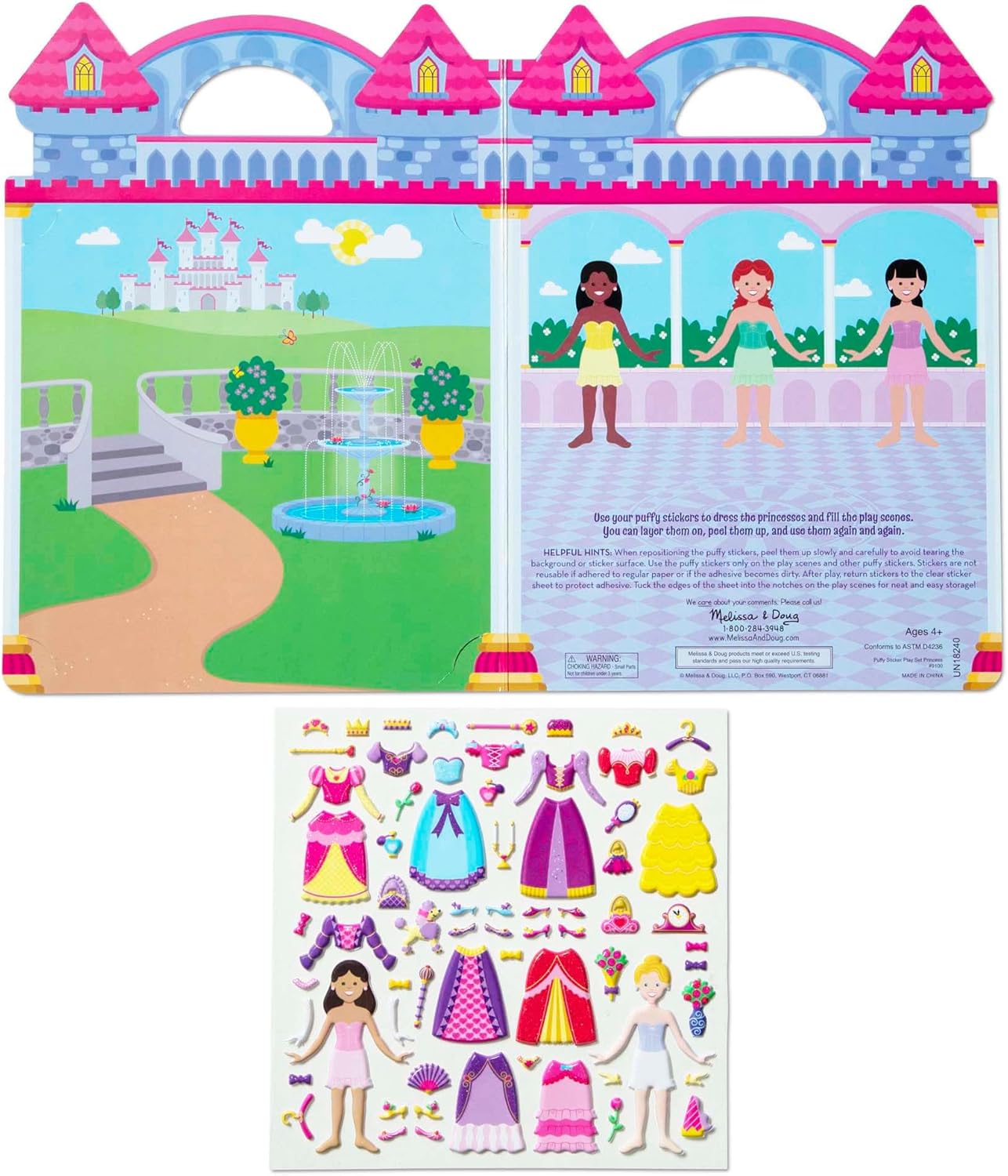 Melissa & Doug Melissa Doug Puffy Sticker Set Princess - 67 Reusable