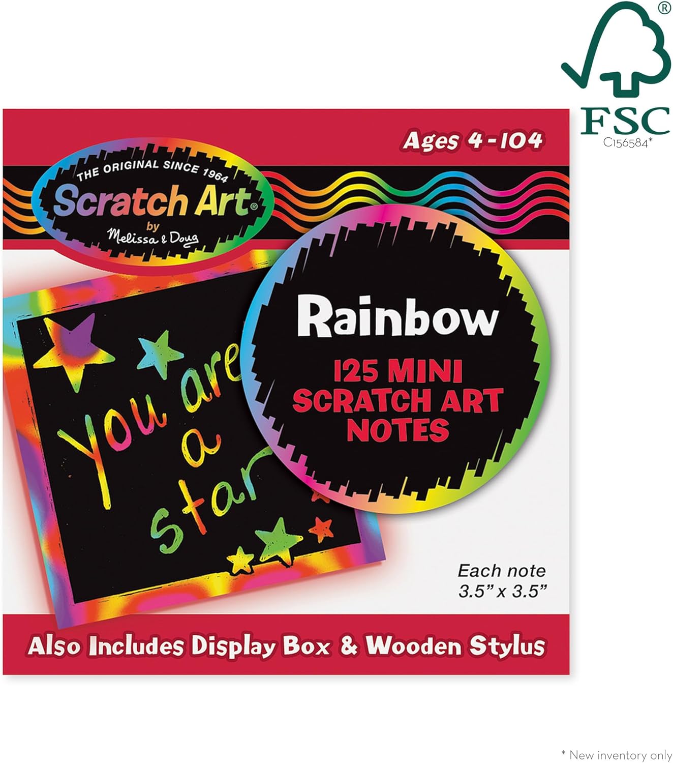 Melissa & Doug Melissa Doug Scratch Art Rainbow Mini Notes 125 With Wooden Stylus - FSC