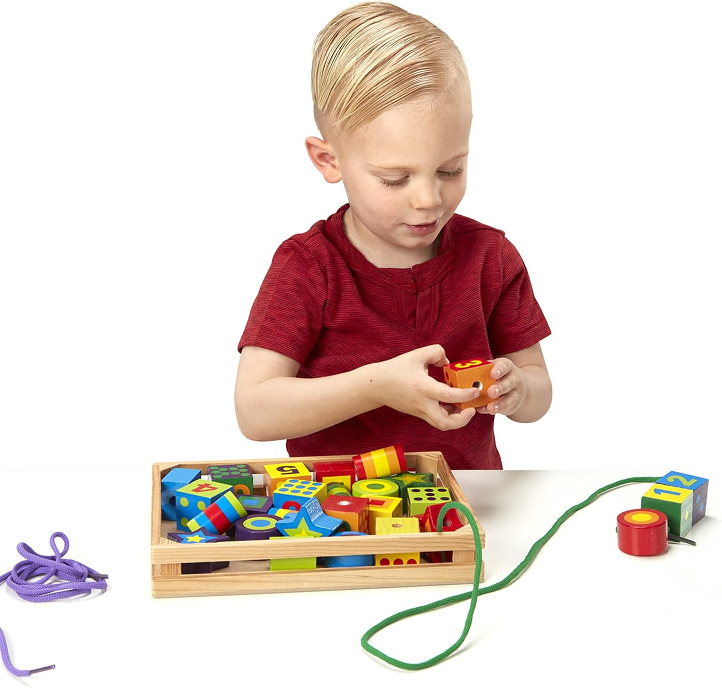 Melissa & Doug Melissa Doug Deluxe Wooden Lacing Beads - Educational Activity With 27