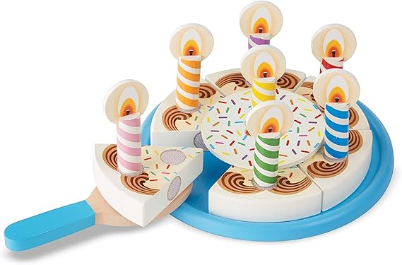 Melissa & Doug Melissa Doug Birthday Party Cake - Wooden Play Food With Mix-n-Match