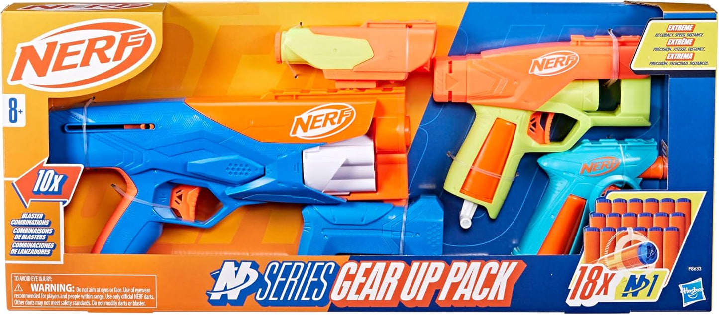 NERF N Series Gear Up Pack 3X Blasters 18 N1 Darts Compatible Only N Series Blasters