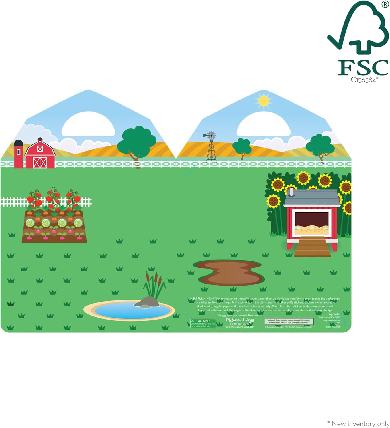 Melissa & Doug Melissa Doug Puffy Sticker - On the Farm - 52 Reusable 2 Fold-Out Scenes -