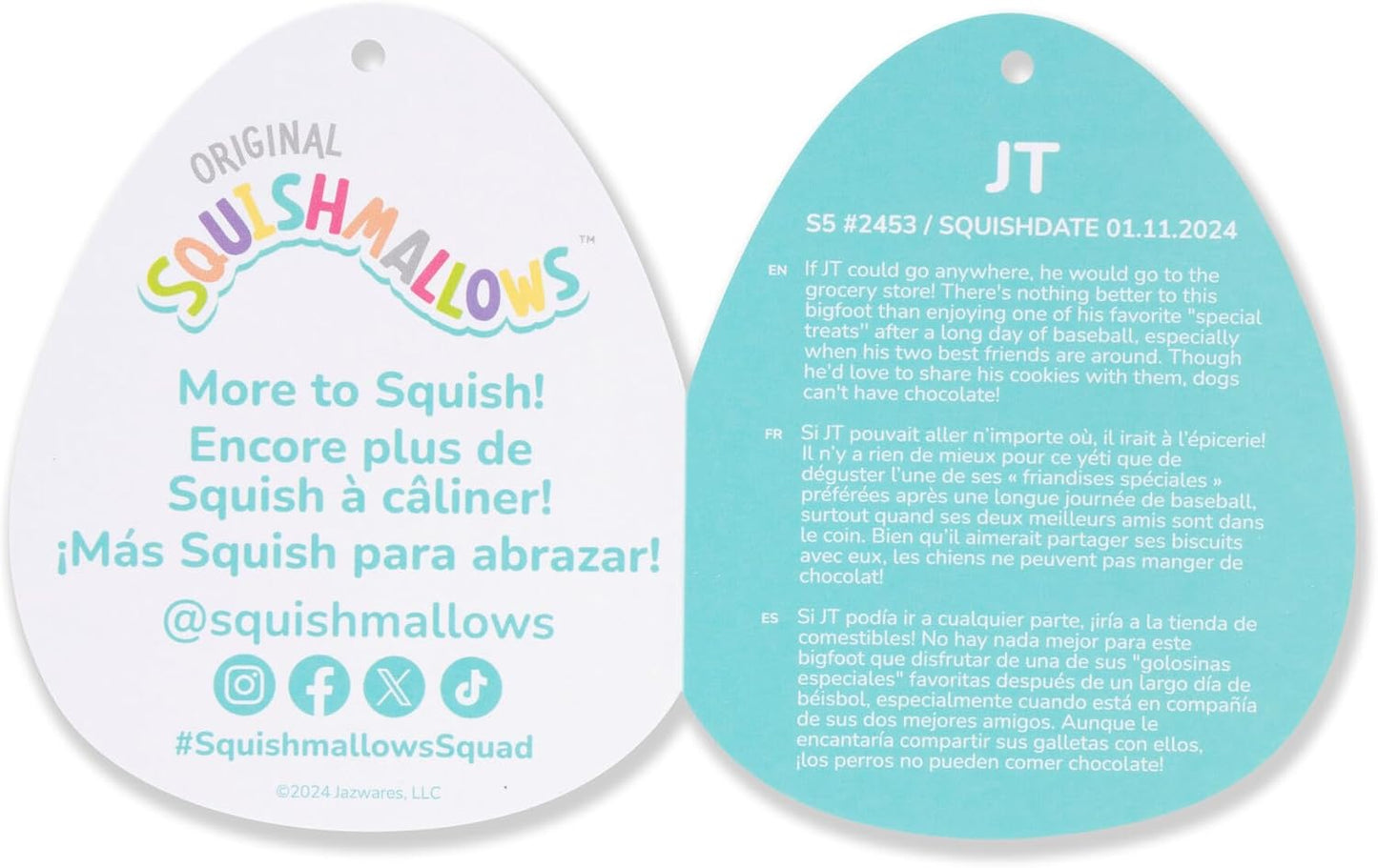 Squishmallows Original 5-Inch JT Dark Teal Bigfoot - Official Jazwares Plush Little