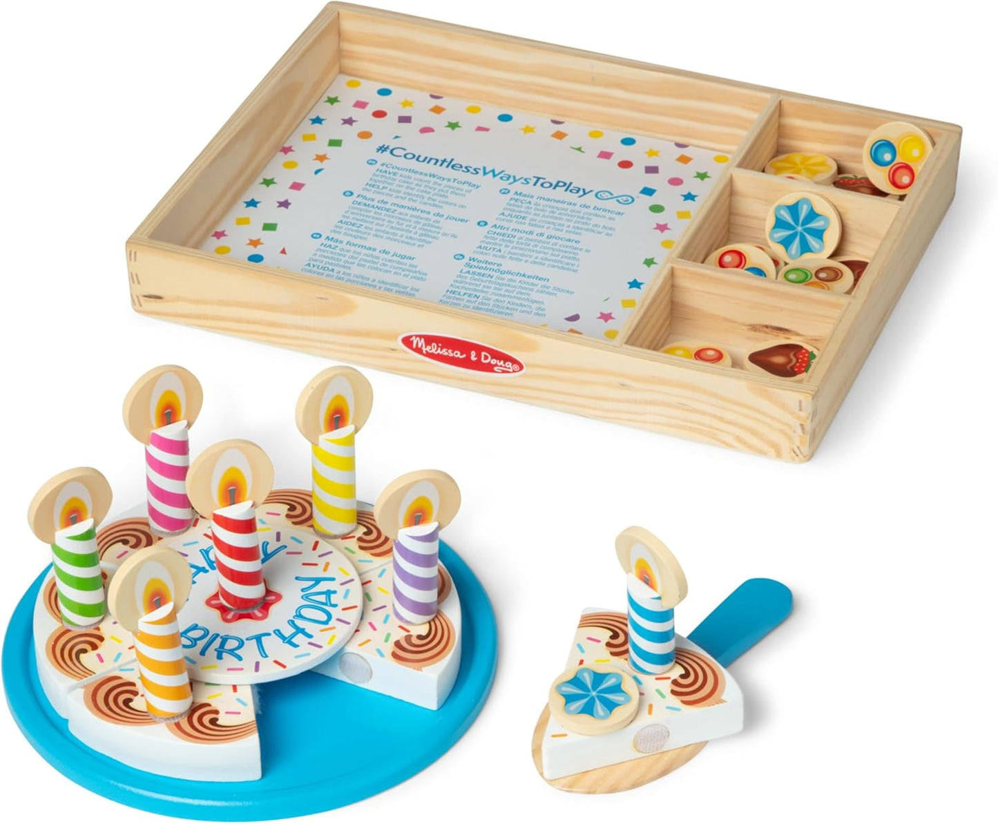 Melissa & Doug Melissa Doug Birthday Party Cake - Wooden Play Food With Mix-n-Match