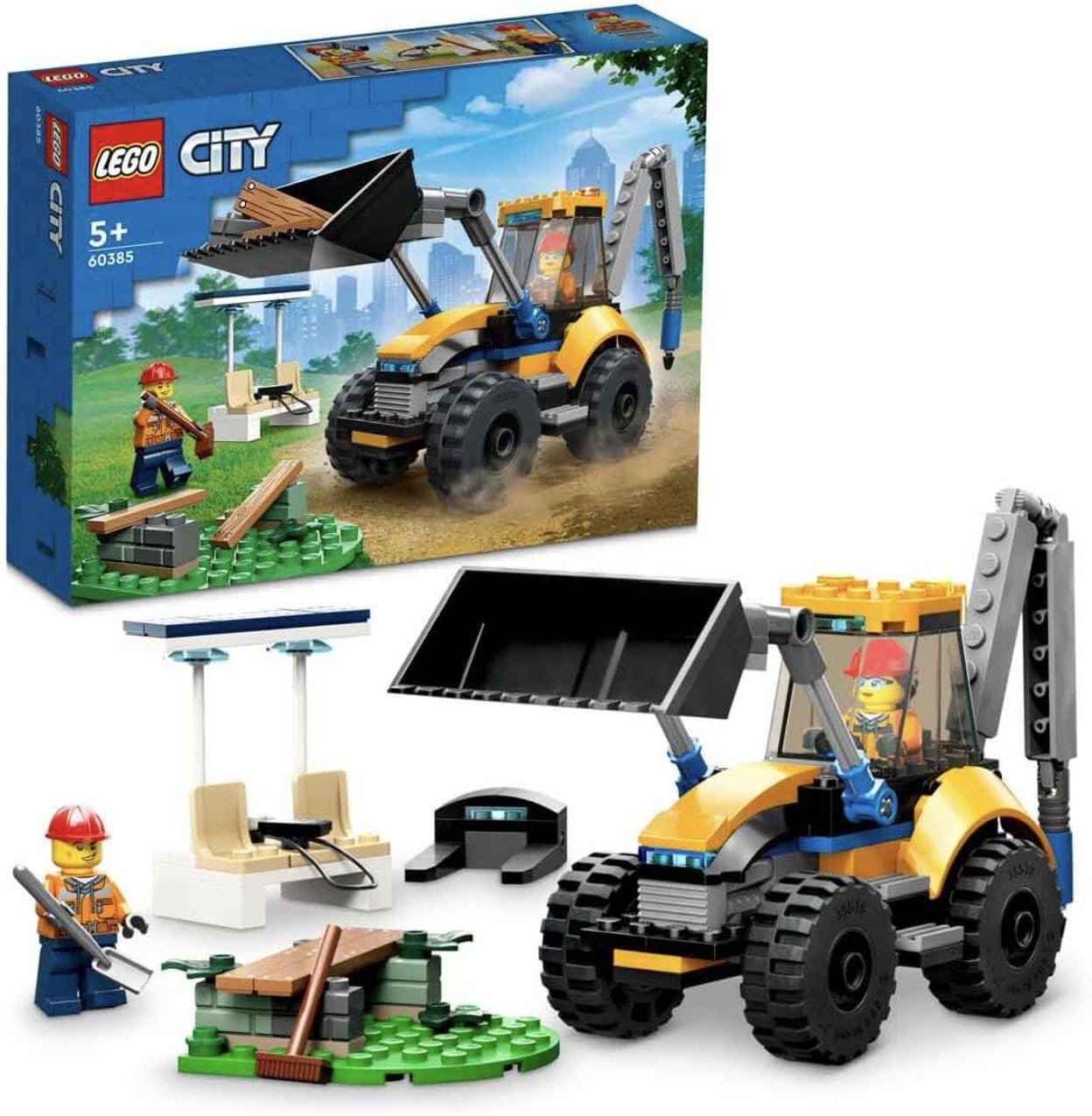 LEGO 60385 City Excavator Building Set - Includes Mini Figures and Accessories, Perfect Gift for Ages 5+