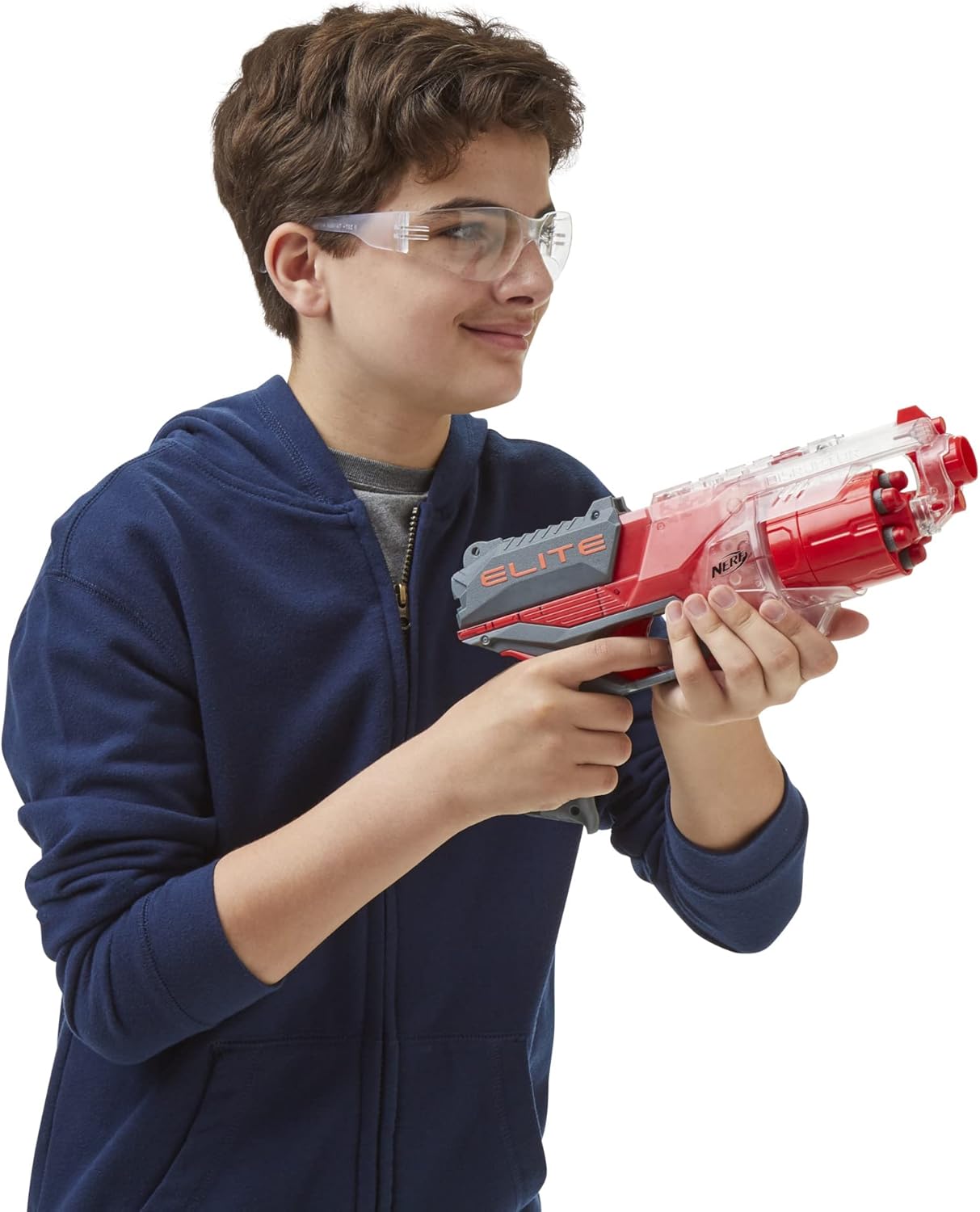 NERF Elite Disrupter Blaster 6-Dart Rotating Drum Slam Fire Translucent Red Easter Gifts