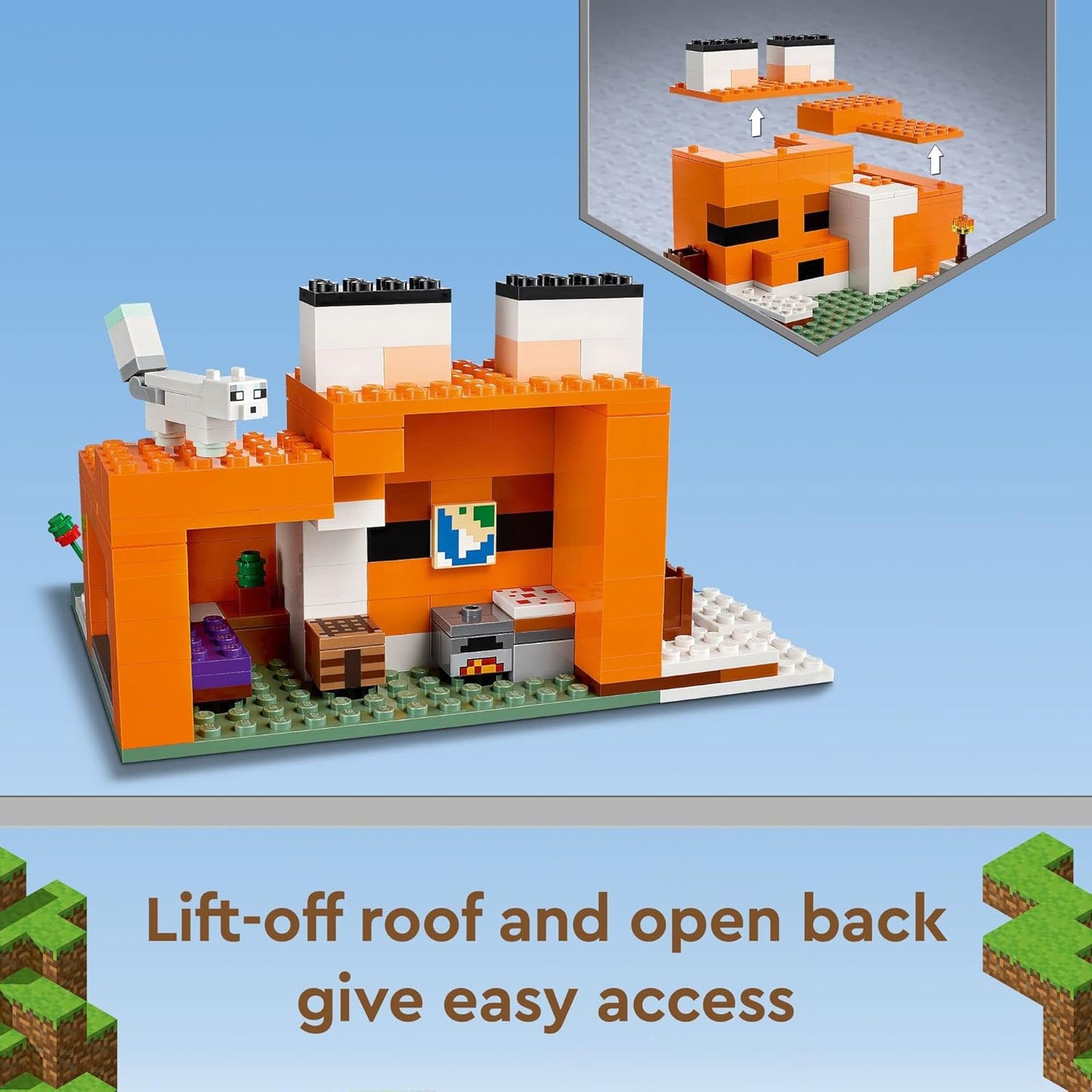 LEGO Minecraft The Fox Lodge House 21178 Animal with Drowned Zombie Figure for