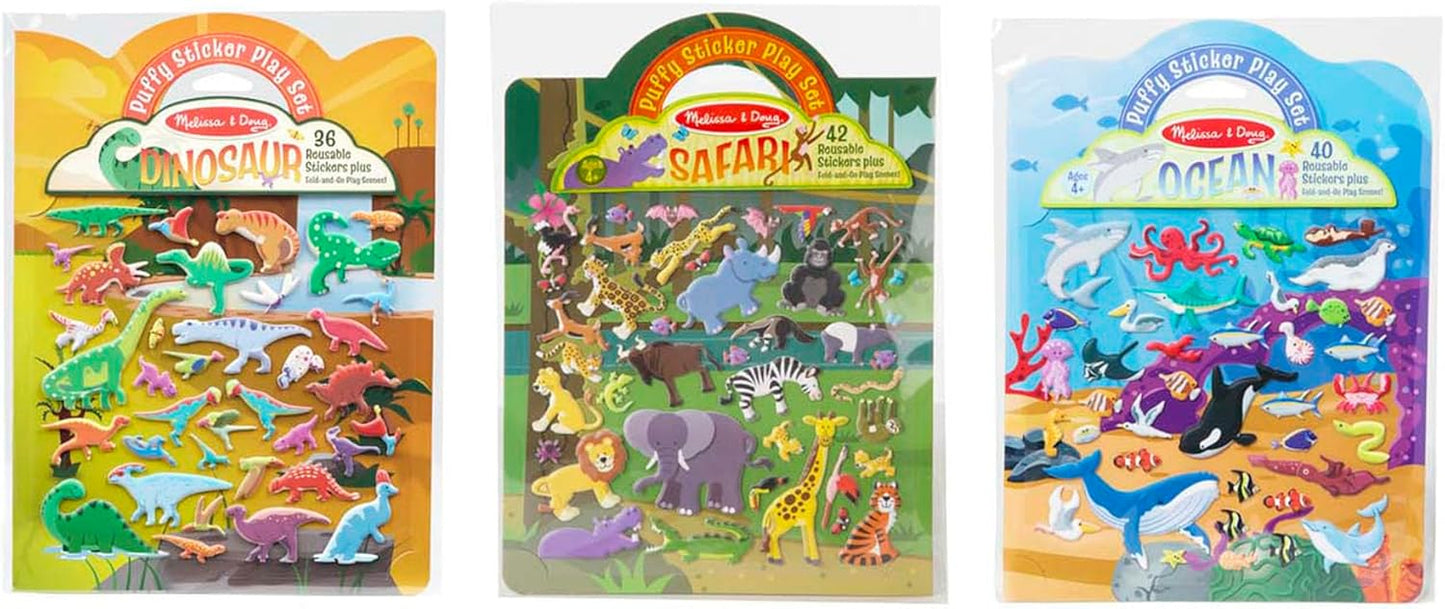 Melissa & Doug Melissa Doug Reusable Puffy Sticker Wild Adventures 3-Pack 118 Safari