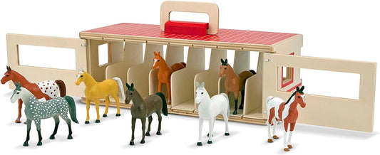 Melissa & Doug Melissa Doug Take-Along Show-Horse Stable With Wooden Stable Box and 8 Toy