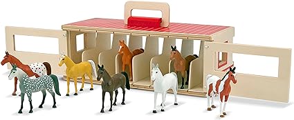 Melissa & Doug Melissa Doug Take-Along Show-Horse Stable With Wooden Stable Box and 8 Toy