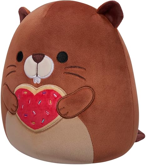 Squishmallows Chip Brown Beaver Holding Heart Cookie