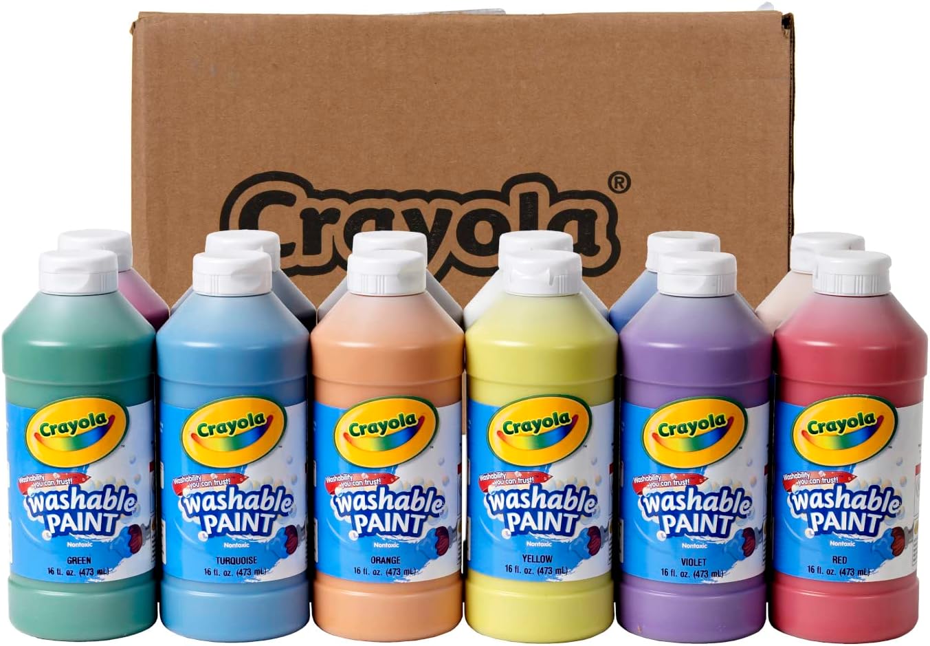 Crayola Washable Paint 12ct Bulk Paint Set for Nontoxic Paint Craft Supplies Teacher