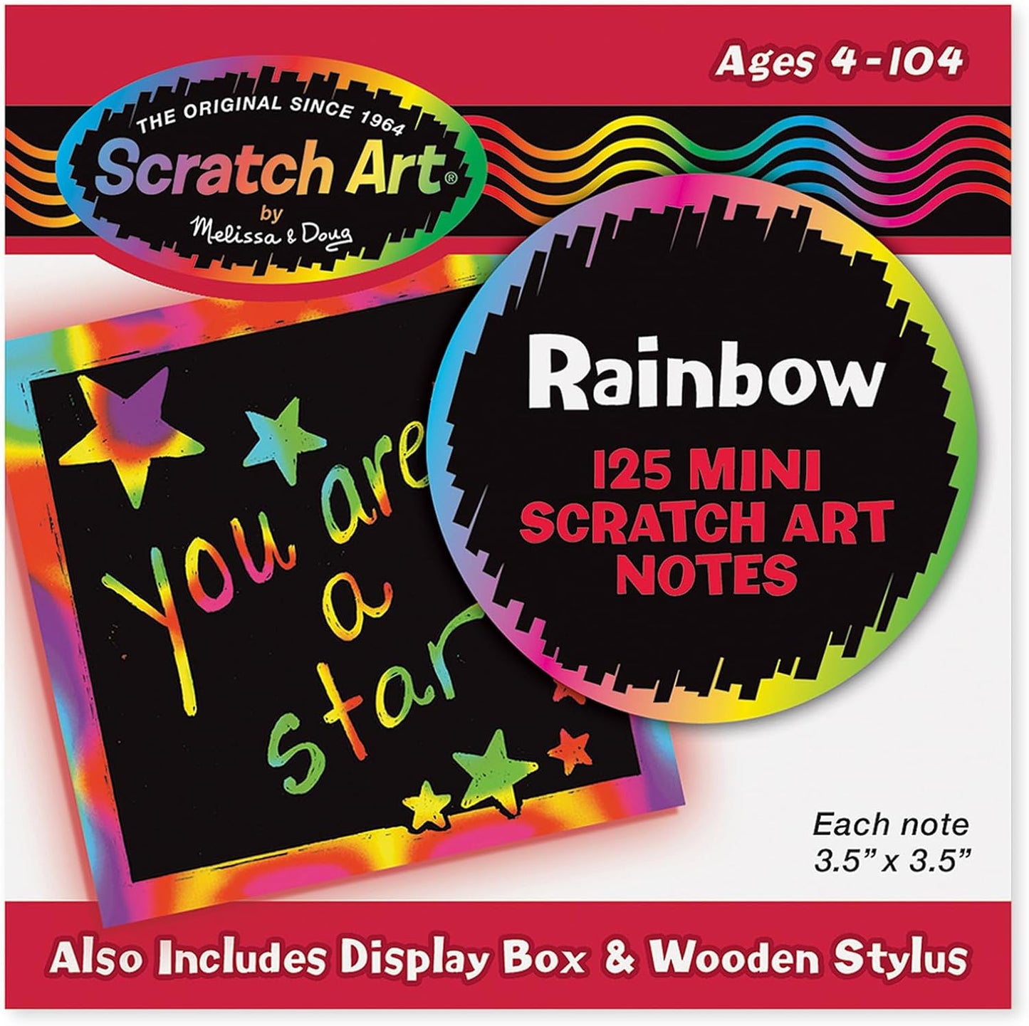 Melissa & Doug Melissa Doug Scratch Art Rainbow Mini Notes 125 With Wooden Stylus - FSC