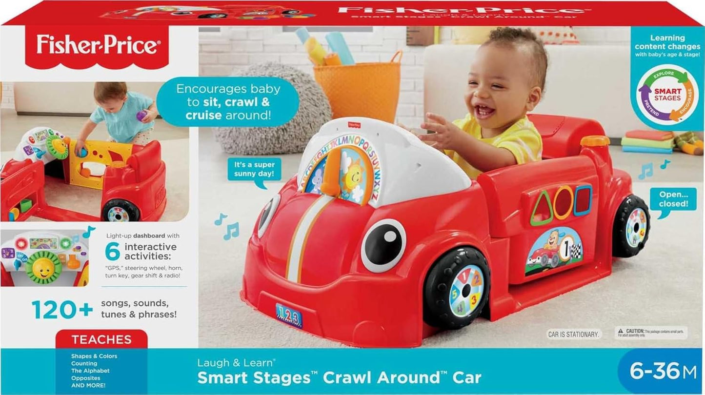 Fisher-Price Baby Toy Laugh Learn Crawl Around Car Red Activity Center with Educational