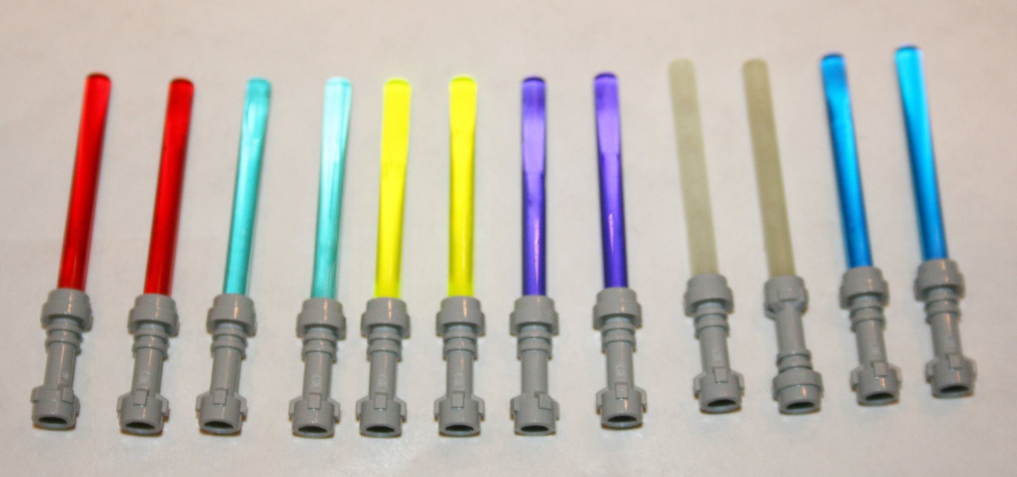 Lego Star Wars Lightsaber Lot of 12 Gray Hilt Purple Pink Red Green Yellow Blue