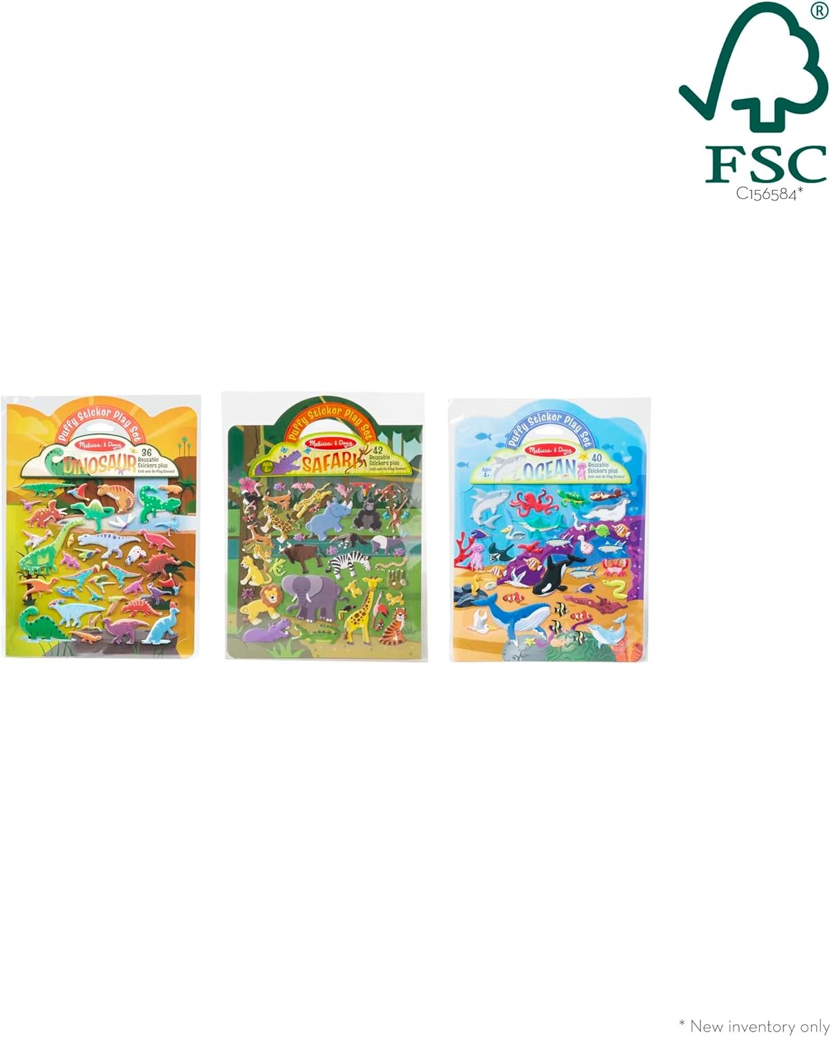 Melissa & Doug Melissa Doug Reusable Puffy Sticker Wild Adventures 3-Pack 118 Safari