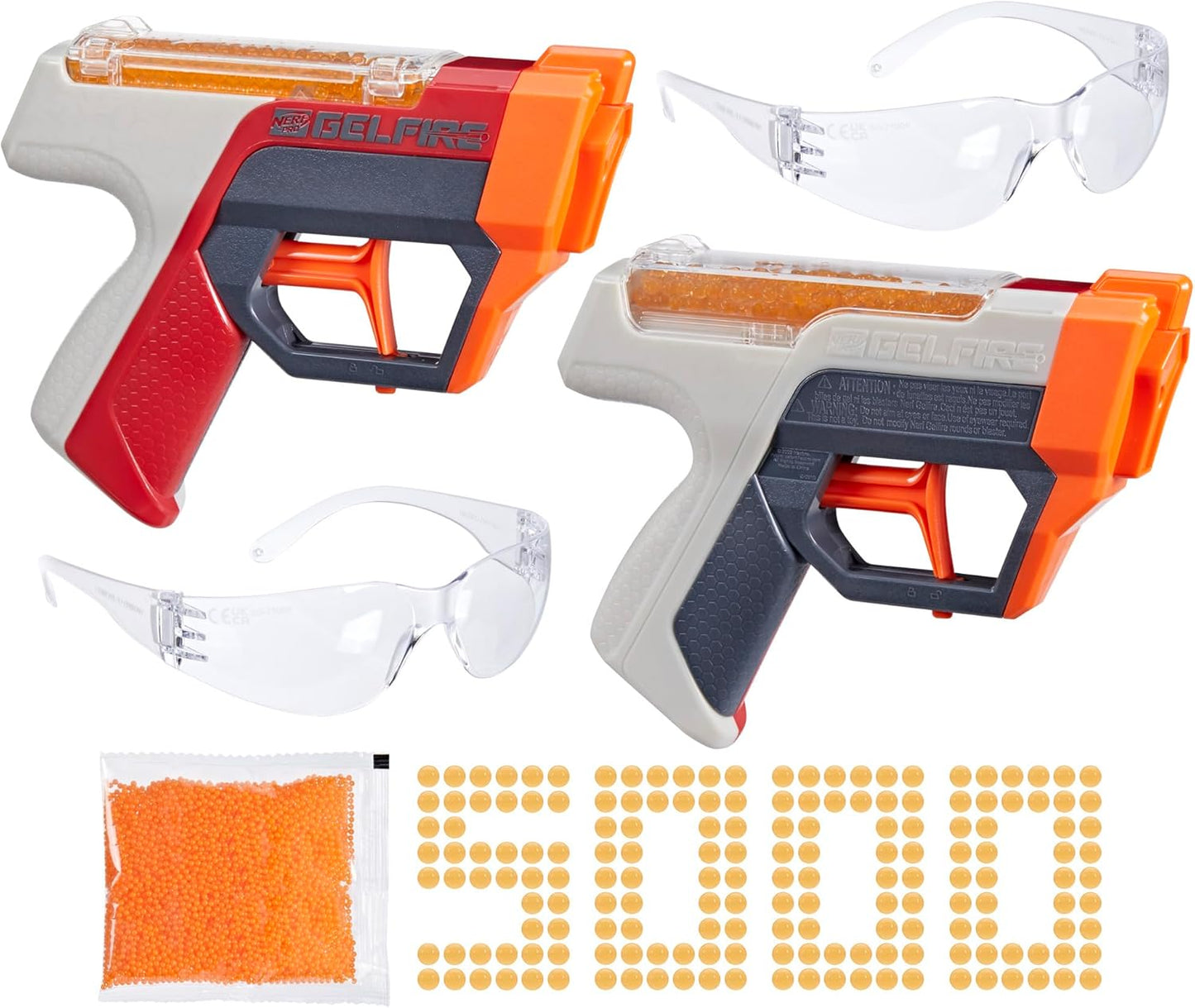 Nerf Pro Gelfire Dual Wield Pack 2 Blasters No-Prime Firing 5000 Gelfire Rounds 2X 100