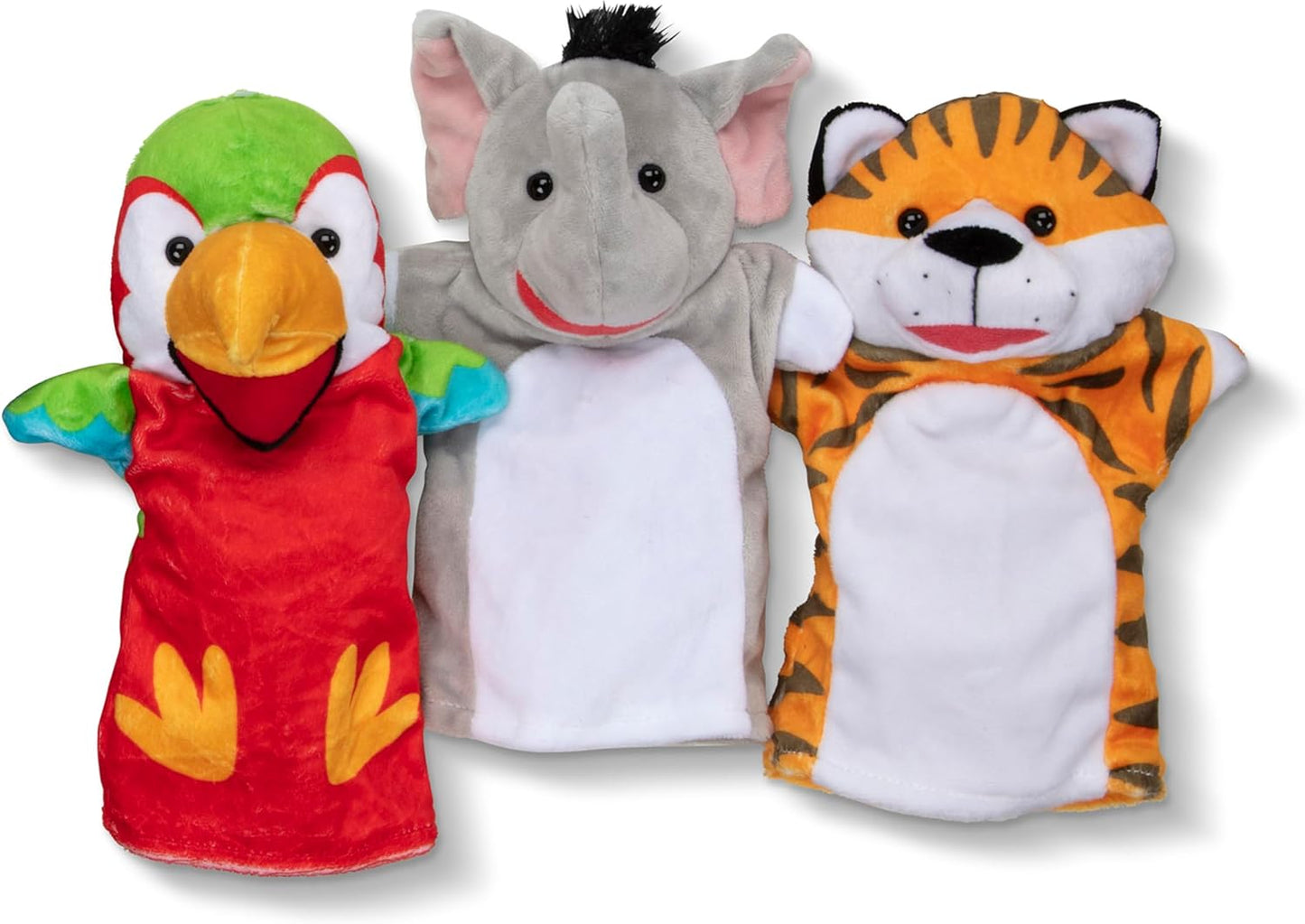Melissa & Doug Melissa Doug Safari Buddies Hand Puppets Set of 6 Elephant Tiger Parrot Giraffe Monkey Zebra Soft Plush