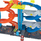 Hot Wheels City Toy Car Track Set Transforming Race Tower Single to Dual-Mode Racing with 164 Scale Vehicle