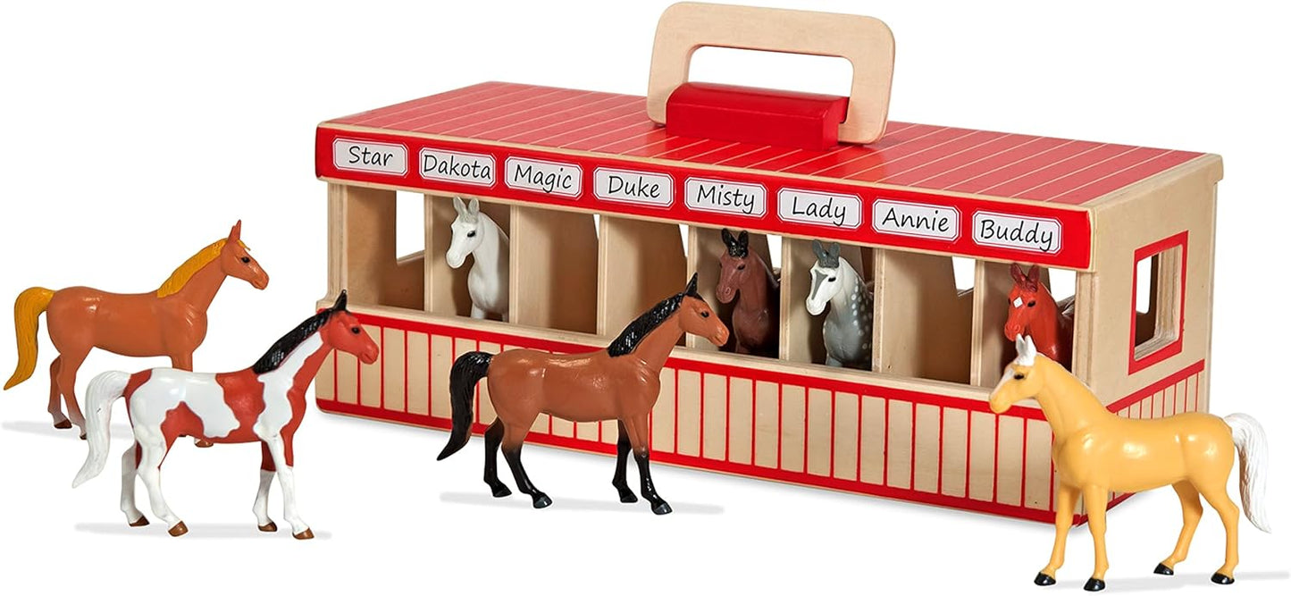 Melissa & Doug Melissa Doug Take-Along Show-Horse Stable With Wooden Stable Box and 8 Toy