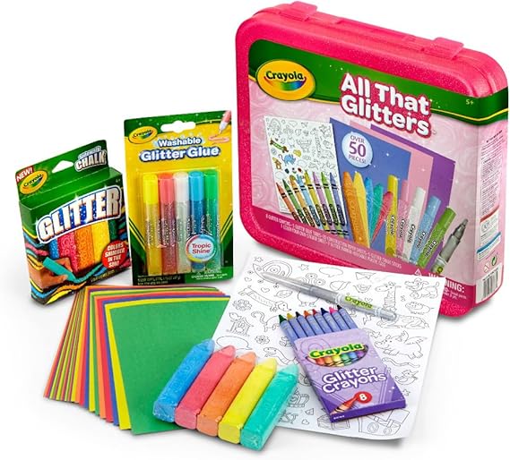 Crayola All That Glitters Art Case 50pcs Glitter Crayons Coloring Supplies Art Set Gifts