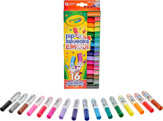 Crayola Emoji Pip Squeaks Washable Markers 16ct Toddler Mini Stamper Marker Set Coloring
