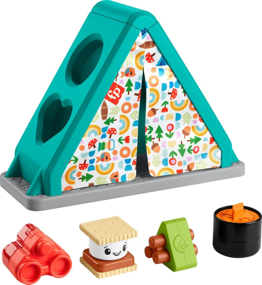 Fisher-Price Baby Developmental Toy S'More Shapes Camping Tent Block Sorting Activity for