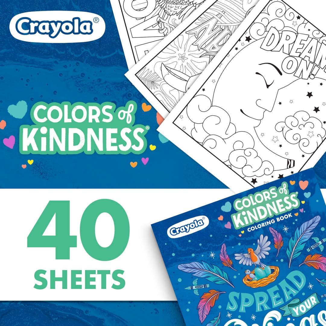 Crayola Colors of Kindness Adult Coloring Book 40pgs Adult Coloring Pages Stress Relief