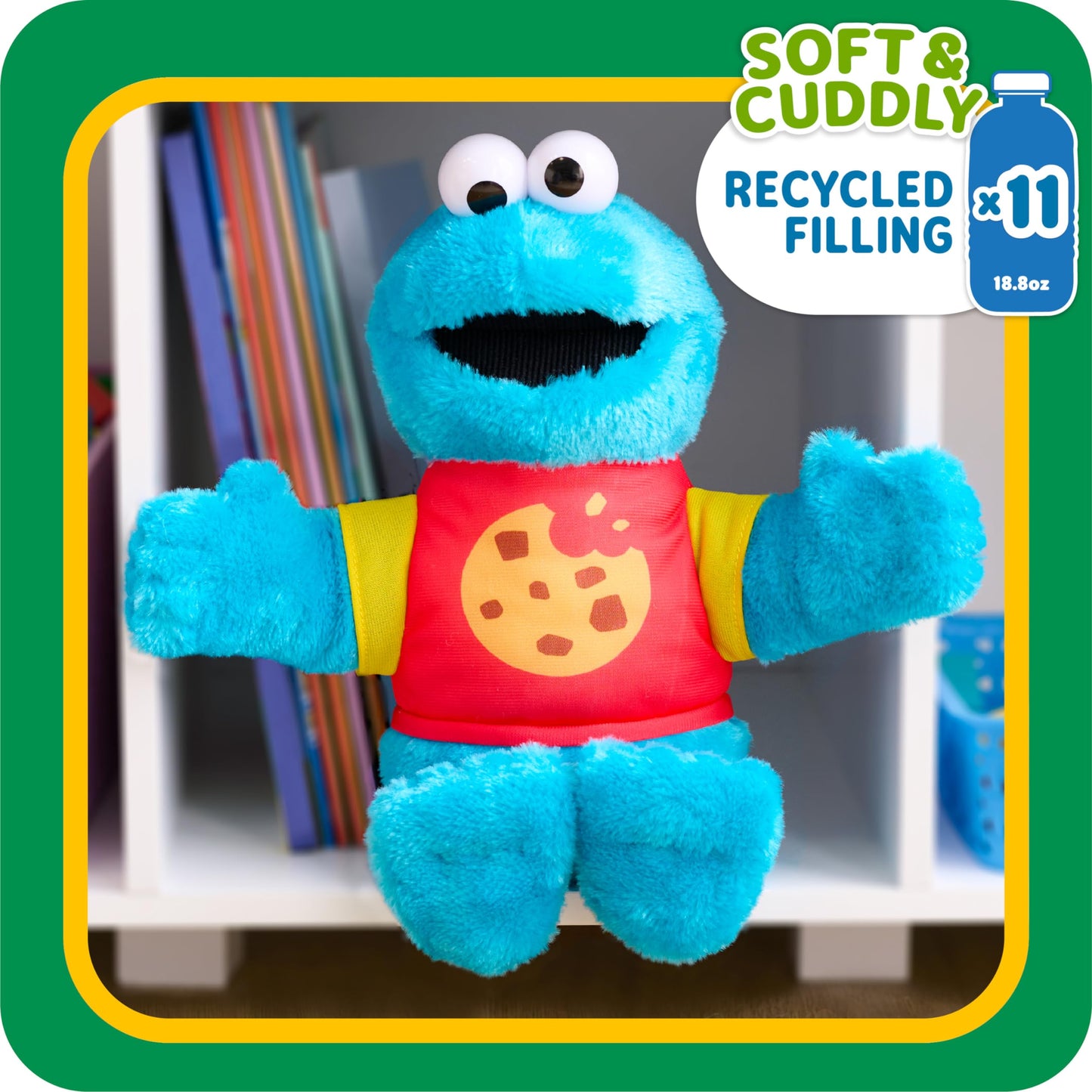 SESAME STREET Sing-Along Cookie Monster 13-Inch Plushie - Eco-Friendly Stuffed Animal for Kids 18 Months+