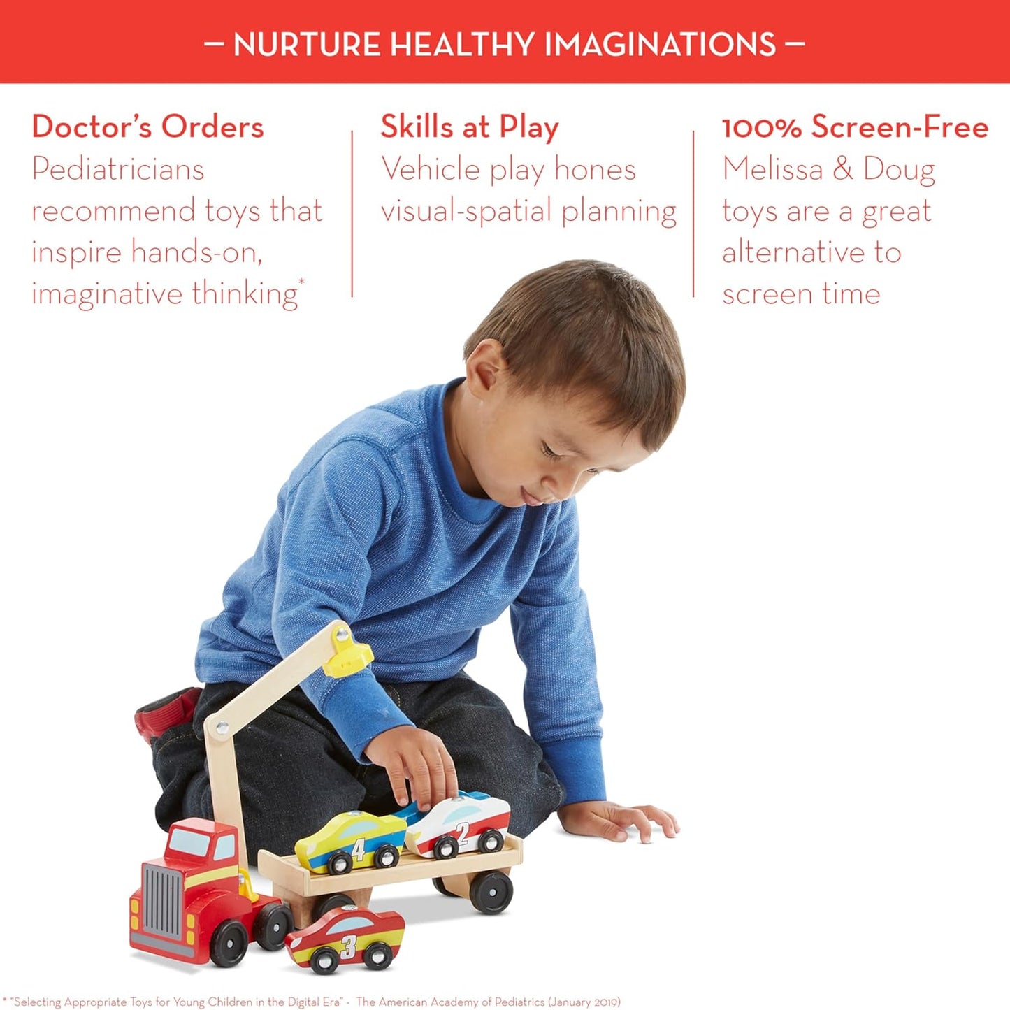 Melissa & Doug Melissa Doug Magnetic Car Loader Wooden Toy Set With 4 Cars and 1