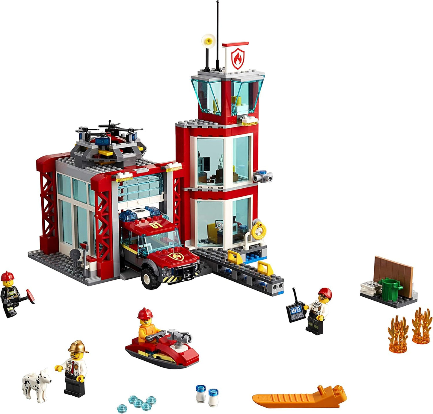 LEGO City Fire Station 60215 Fire Rescue Tower Building Set with Emergency Vehicle Toys; (509 Pieces)