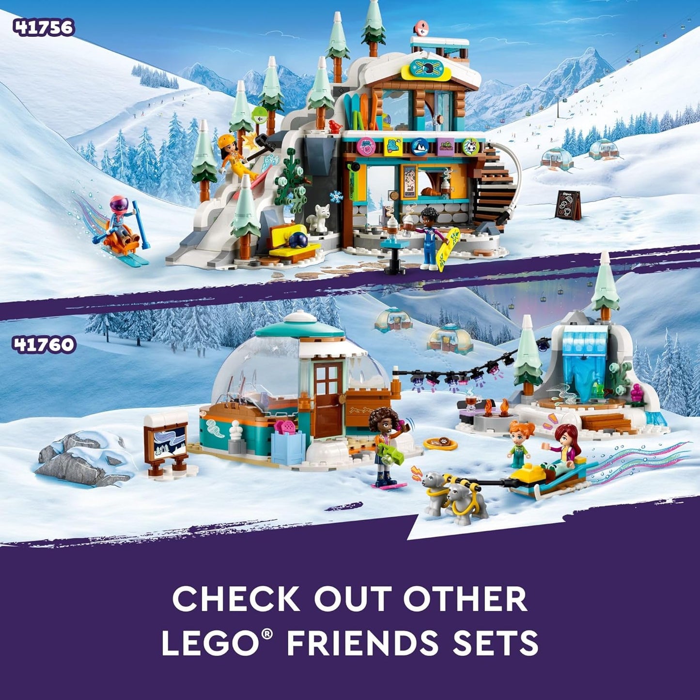 LEGO Friends Holiday Ski Slope and Cafe 41756 Building Toy Set Creative Fun for Ages 9 with 3 Mini-Doll