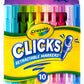 Crayola Clicks Retractable Markers 10ct No Dry Washable Markers for Bold Colors Click
