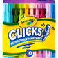 Crayola Clicks Retractable Markers 10ct No Dry Washable Markers for Bold Colors Click
