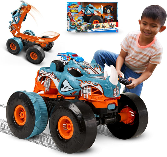 Hot Wheels Monster Trucks RC Toy Remote-Control Transforming Rhinomite in 112 Scale 164