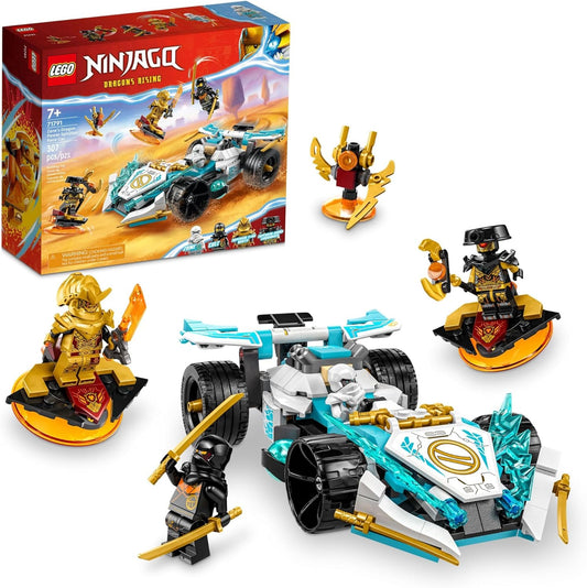LEGO NINJAGO Zane's Dragon Power Spinjitzu Race Car 71791 Building Toy Set Features a