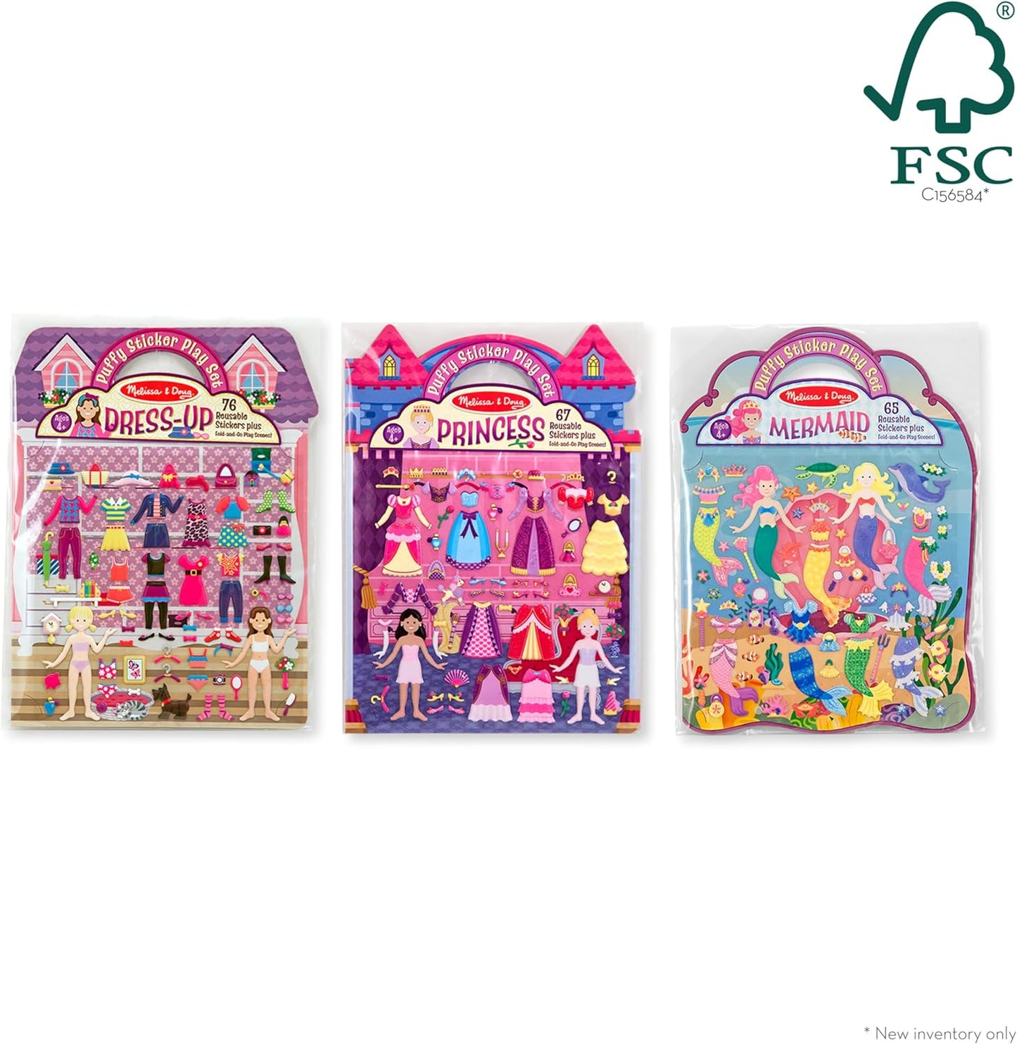 Melissa & Doug Melissa Doug Puffy Sticker Set Dress-Up Princess Mermaid - 208 Reusable -