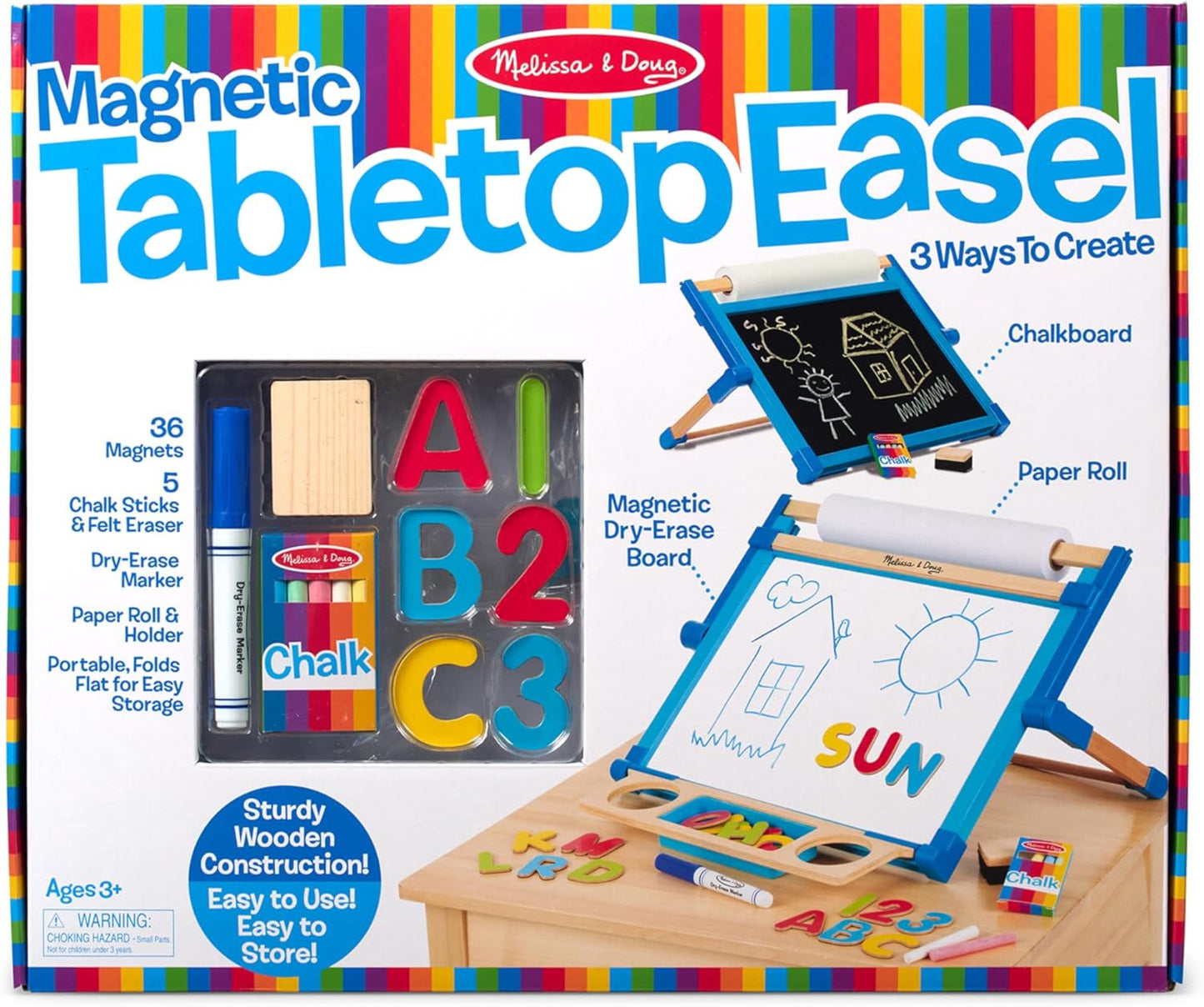 Melissa & Doug Melissa Doug Deluxe Double-Sided Tabletop Easel Arts Crafts 42 Pieces 17.5