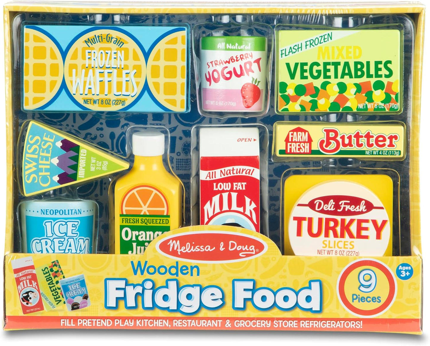Melissa & Doug Melissa Doug Fridge Food Wooden Play Food Set - 9 Pieces Pretend Play